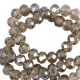 Faceted glass beads 3x2mm disc Light topaz-top shine coating